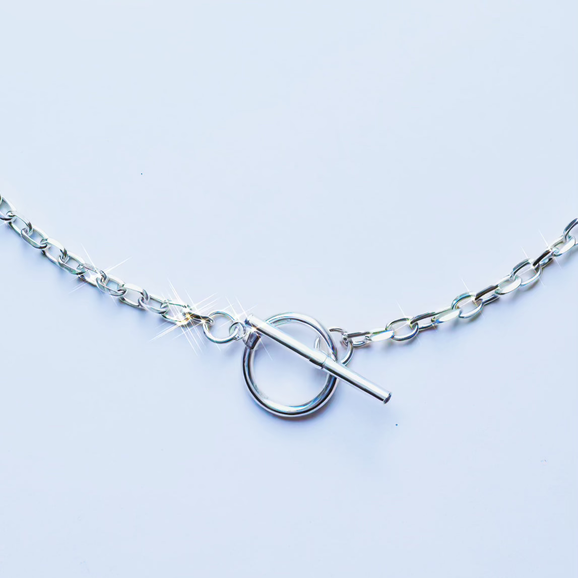 silver chain necklace toggle clasp