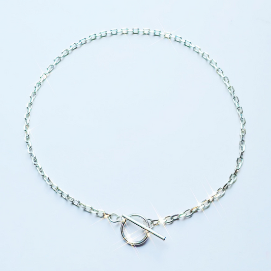 Sterling Silver Toggle Clasp Necklace – Solid 925 Chain, Minimalist Design