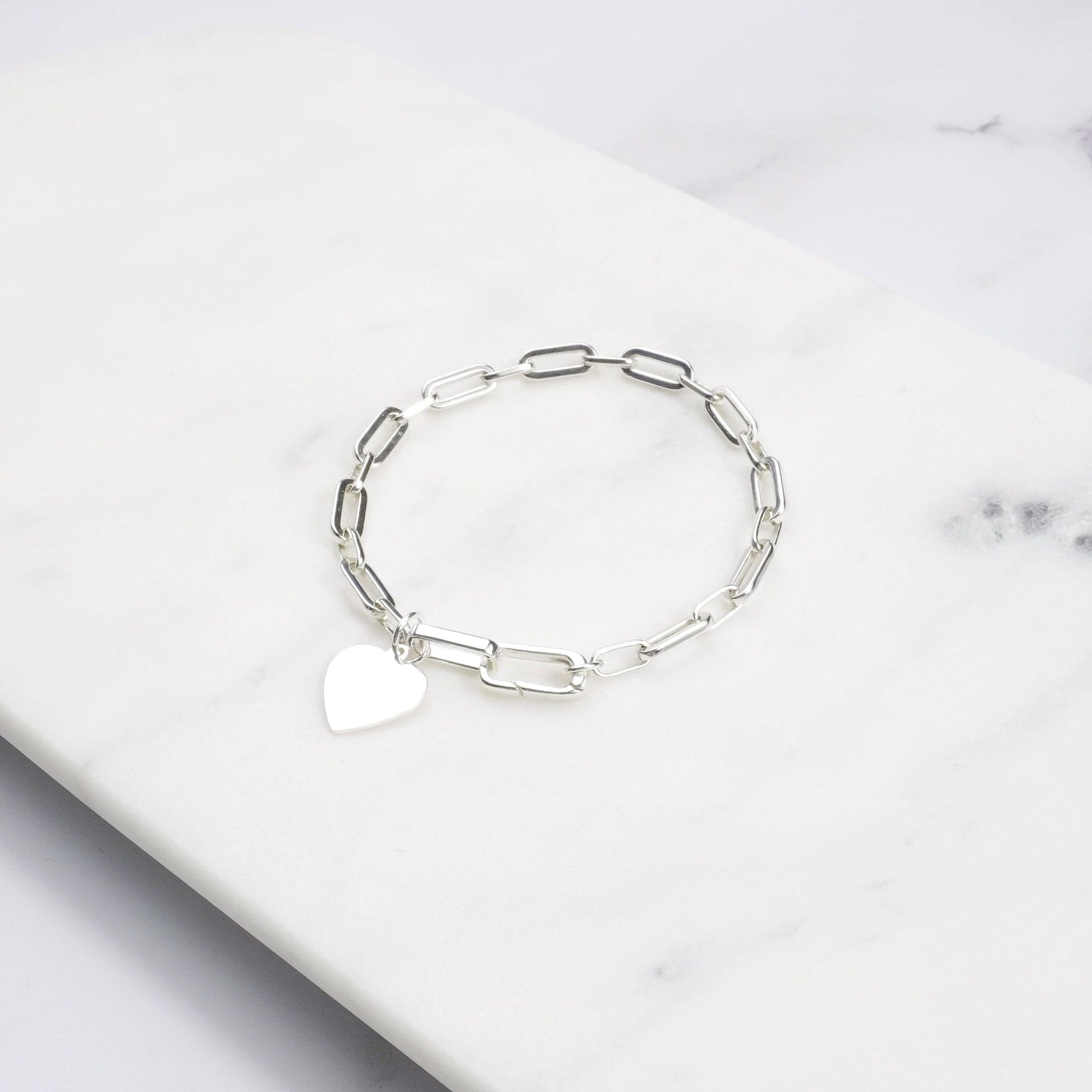 chain bracelet with heart charm personalised