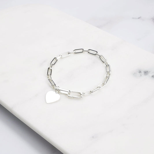 chain bracelet with heart charm personalised