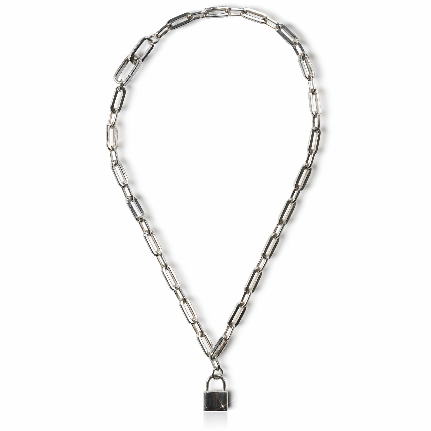 Sterling Silver Chain & Padlock Necklace