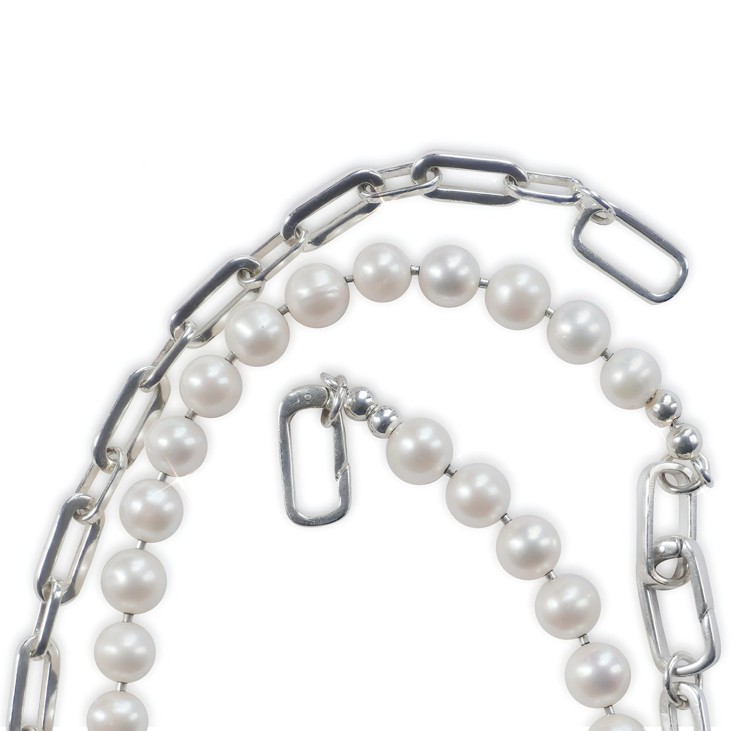 Sterling Silver Chain & Freshwater Pearl Necklace - Four Ways