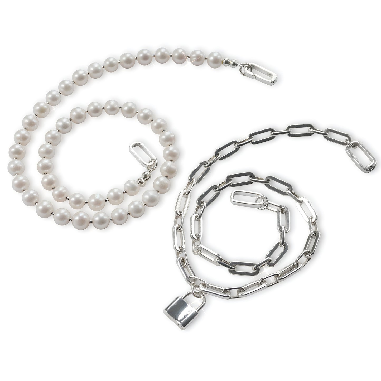 Sterling Silver Chain & Freshwater Pearl Necklace - Four Ways