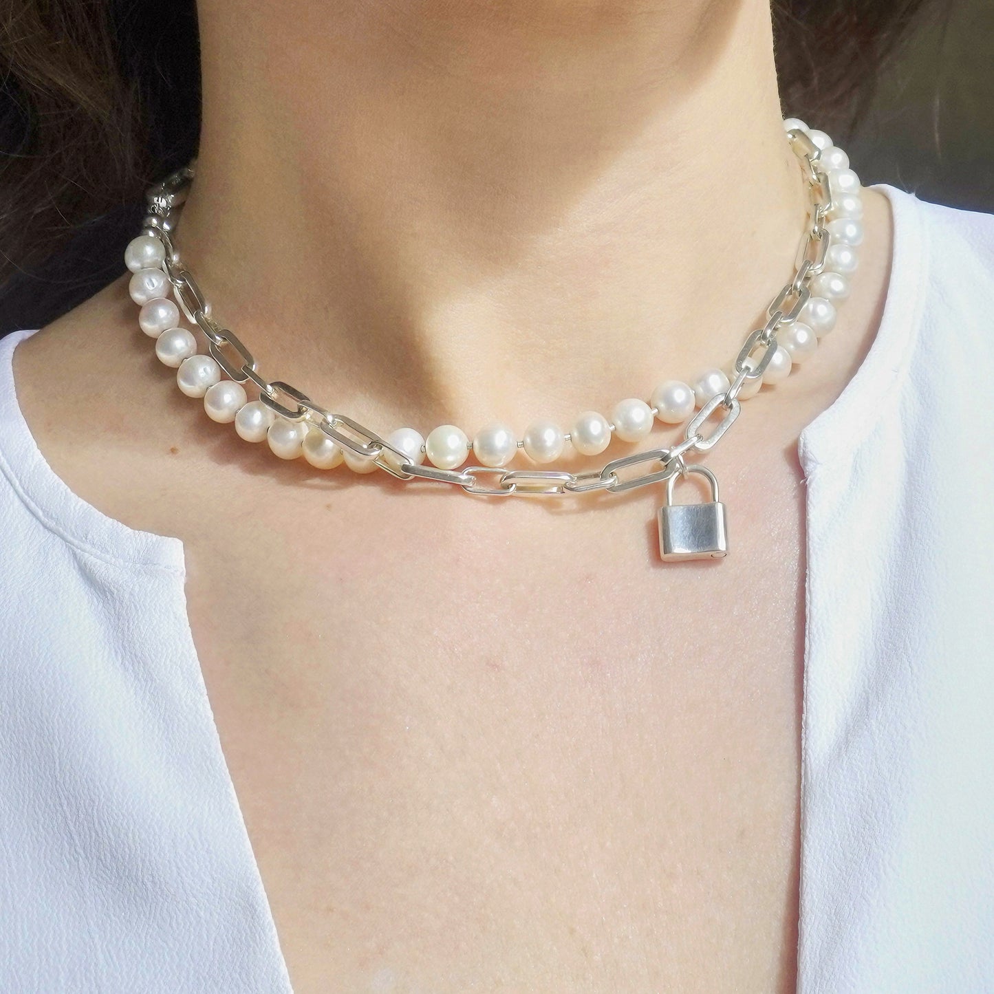 Sterling Silver Freshwater Pearl Necklace - 4-Way Wear