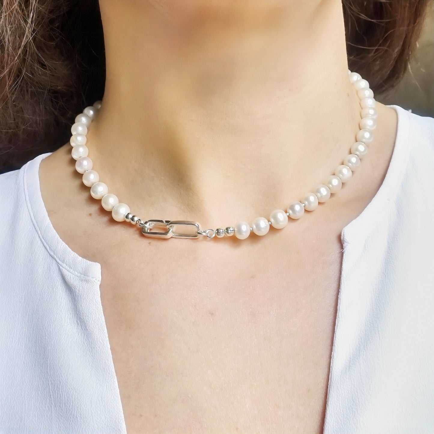Sterling Silver Freshwater Pearl Necklace - 4-Way Wear