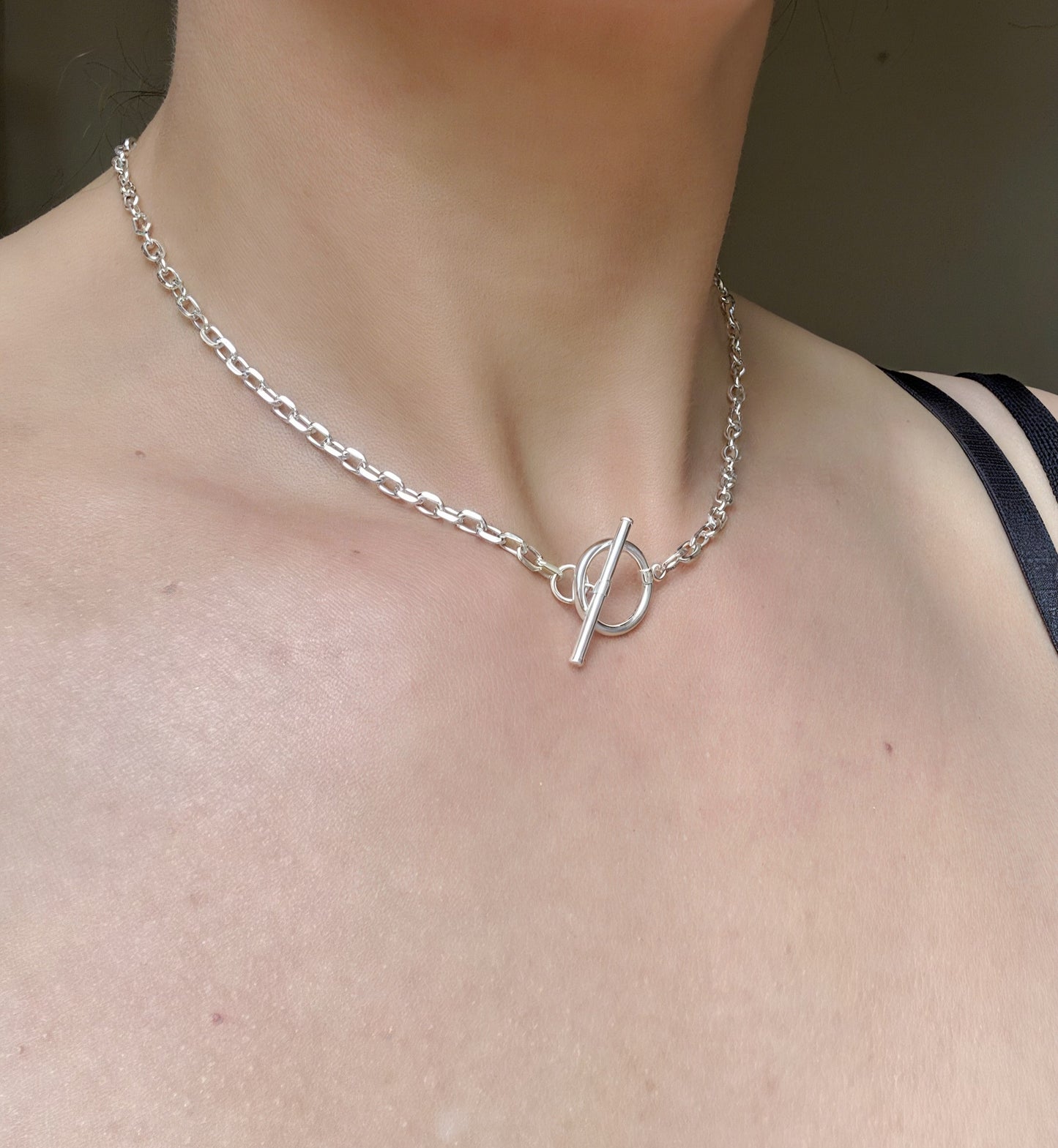 Sterling Silver Chain Necklace With Toggle Clasp