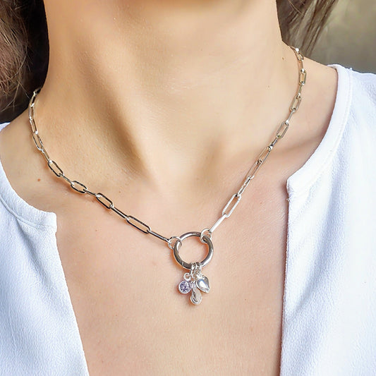 Sterling Silver Charm Necklace – Customisable 925 Chain, Add Your Charms