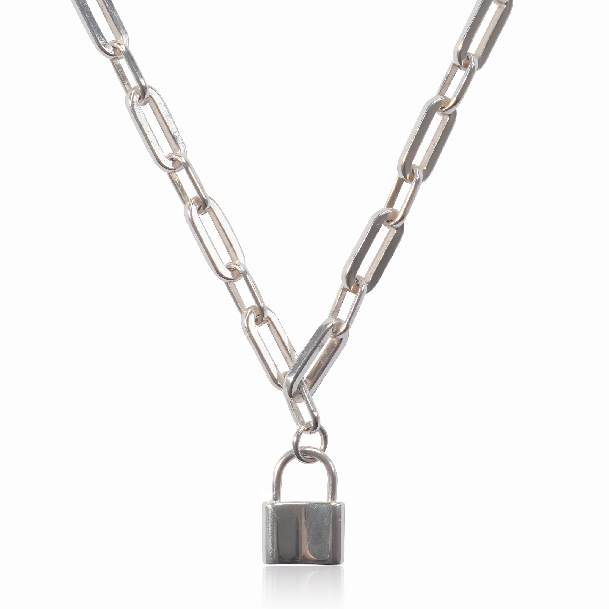 Sterling Silver Padlock Necklace – 925 Solid Silver, Minimalist