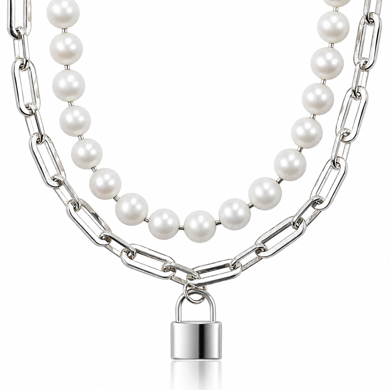 Sterling Silver Chain & Freshwater Pearl Necklace – 4-Way Wear, Layer or Split