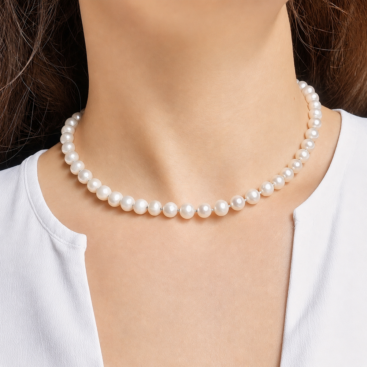 Sterling Silver Freshwater Pearl Necklace – 16" 925 Solid Silver