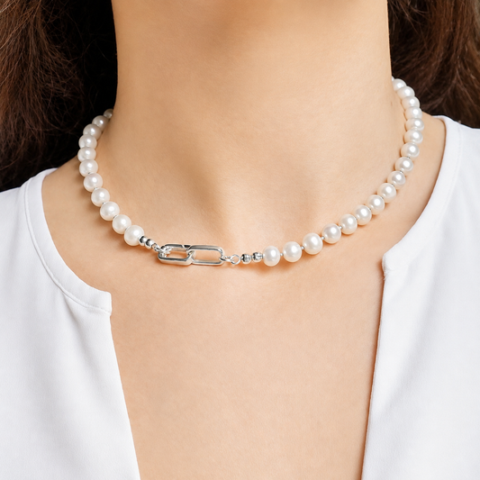 Sterling Silver Freshwater Pearl Necklace – 16" 925 Solid Silver