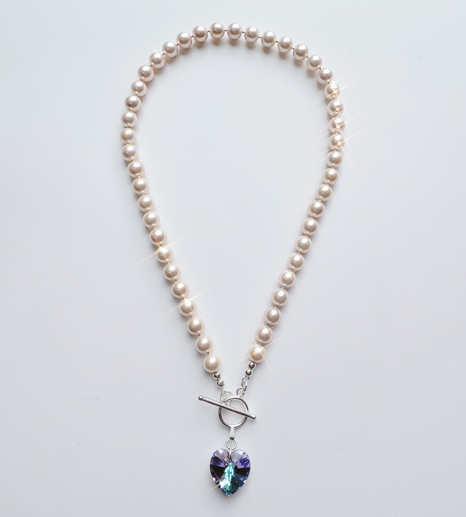 pearl swarovski heart necklace