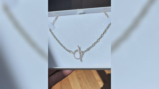 Sterling Silver Toggle Clasp Necklace – Solid 925 Chain, Minimalist Design